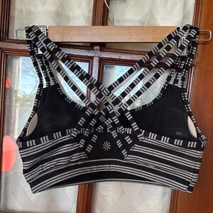 Athleta black and gray stripe sports bra.  Size S